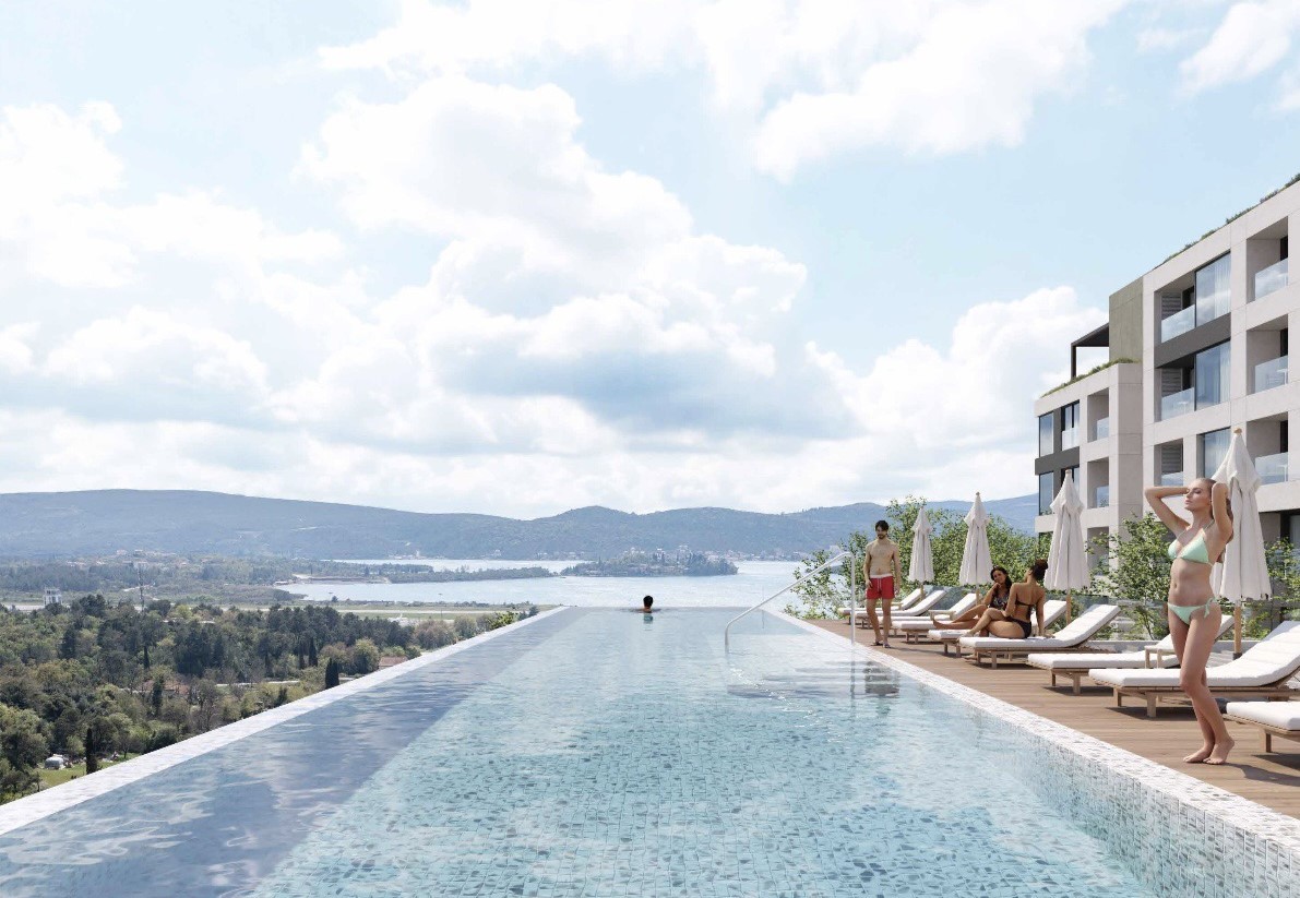 Apartments of all structures in Tivat in a luxury complex are for sale.